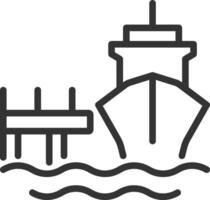 Mooring dock pixel perfect line icon. Anchoring vessel in port. Maritime transport industry. Ship equipment. Isolated illustration. Outline symbol. Simple linear drawing. Editable stroke vector