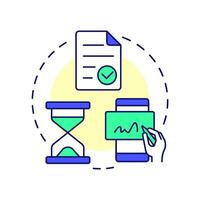 Quote approvals multi color concept icon. Workflow automation. Pricing strategy. Checkmark, regulation. Round shape line illustration. Abstract idea. Graphic design. Easy to use in infographic vector