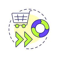 Faster sales cycle multi color concept icon. Quote management. Customer service. Purchasing, shopping. Round shape line illustration. Abstract idea. Graphic design. Easy to use in infographic vector