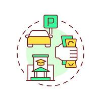 Parking passes multi color concept icon. Expenses, cost. University, college. Urban, traffic. Round shape line illustration. Abstract idea. Graphic design. Easy to use in article, infographic vector