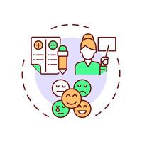 Student behavior tracking multi color concept icon. Learning plans, tutoring. Social engagement. Round shape line illustration. Abstract idea. Graphic design. Easy to use in article, infographic vector