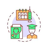 Student health records multi color concept icon. Medical review, healthcare. Physical checkup. Round shape line illustration. Abstract idea. Graphic design. Easy to use in article, infographic vector