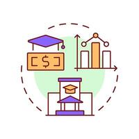 Student financial services multi color concept icon. Statistical metrics, accountability. Budget management. Round shape line illustration. Abstract idea. Graphic design. Easy to use in article vector
