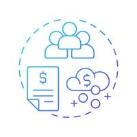 Revenue per employee blue gradient concept icon. Analyzing workforce efficiency. Performance and engagement. Round shape line illustration. Abstract idea. Graphic design. Easy to use blog post vector