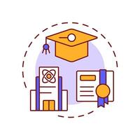 Higher education multi color concept icon. Graduation certificate. University, college. Round shape line illustration. Abstract idea. Graphic design. Easy to use in article, infographic vector