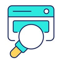 Consent preference line color icon. Search bar with magnifying glass. Reading uses agreement online. Internet technology. Isolated illustration. Flat colorful symbol design. Editable stroke vector