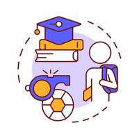 K12 schools multi color concept icon. Sport events, competition. Education materials. Round shape line illustration. Abstract idea. Graphic design. Easy to use in article, infographic vector