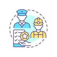 Crew recruitment multi color concept icon. Hiring competent and certified seafarers. Maritime staff management. Round shape line illustration. Abstract idea. Graphic design. Easy to use in booklet vector