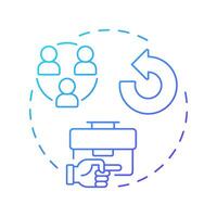 Employee turnover blue gradient concept icon. Workers leaving company rate analyzing. Performance and engagement. Round shape line illustration. Abstract idea. Graphic design. Easy to use blog post vector