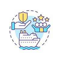 Cruise ship management multi color concept icon. Passengers riding along sea. Vessel type regulation solution. Round shape line illustration. Abstract idea. Graphic design. Easy to use in booklet vector