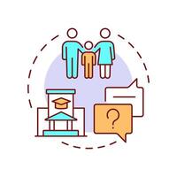 Parent engagement multi color concept icon. School events. Communication, feedback. Round shape line illustration. Abstract idea. Graphic design. Easy to use in article, infographic vector