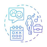 Absenteeism blue gradient concept icon. Employee schedule missing rate. HR management. Performance and engagement. Round shape line illustration. Abstract idea. Graphic design. Easy to use blog post vector