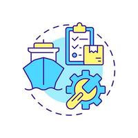 Shipping procurement multi color concept icon. Ship management system solution. Strategic logistics industry. Round shape line illustration. Abstract idea. Graphic design. Easy to use in booklet vector