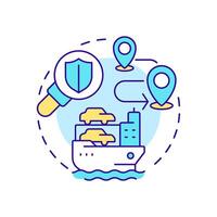 Car carrier management multi color concept icon. Carry rolling cargo. Vessel type regulation solution. Round shape line illustration. Abstract idea. Graphic design. Easy to use in booklet vector
