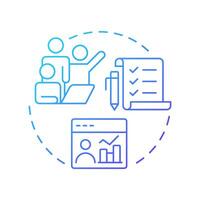 Analyze current workforce blue gradient concept icon. Existing employee base collection. Recruitment forecasting. Round shape line illustration. Abstract idea. Graphic design. Easy to use blog post vector