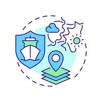 Appraisal multi color concept icon. Identify potential hazards for ship on route. Stage of passage planning. Round shape line illustration. Abstract idea. Graphic design. Easy to use in booklet vector