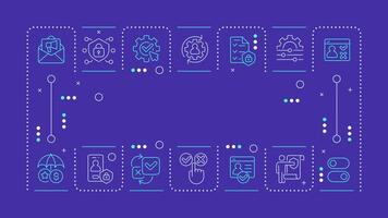 Contest management dark purple word concept. Personal user data access. Digital permission. Horizontal image. Headline text surrounded by editable outline icons vector