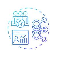 Workforce demographics blue gradient concept icon. Statistical characteristics of company employees. Staff insight. Round shape line illustration. Abstract idea. Graphic design. Easy to use blog post vector