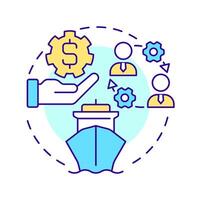 Crew payroll multi color concept icon. Accurate salary processing for seafarers. Maritime staff management. Round shape line illustration. Abstract idea. Graphic design. Easy to use in booklet vector