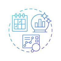 Considering future needs blue gradient concept icon. Predicting necessary talent and skill. Workforce forecasting. Round shape line illustration. Abstract idea. Graphic design. Easy to use blog post vector