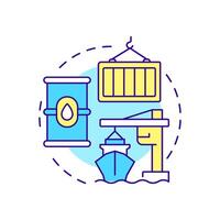 Port and terminal coordination multi color concept icon. Ship management system solution. Effective regulation. Round shape line illustration. Abstract idea. Graphic design. Easy to use in booklet vector