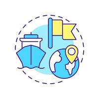 Flag state multi color concept icon. Ship management system solution. Country of vessel registration. Round shape line illustration. Abstract idea. Graphic design. Easy to use in booklet vector