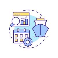 Planned maintenance system multi color concept icon. Software driven system. Technical ship management. Round shape line illustration. Abstract idea. Graphic design. Easy to use in booklet vector