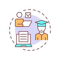 Student portal multi color concept icon. Academic tools, learning materials. Educational access. Round shape line illustration. Abstract idea. Graphic design. Easy to use in article, infographic vector