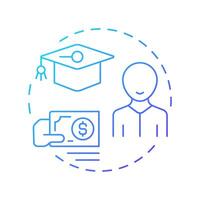 Training expense per employee blue gradient concept icon. Company costs for staff development. Hiring metric. Round shape line illustration. Abstract idea. Graphic design. Easy to use blog post vector