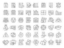 HR analysis line icons set. Workforces productivity research. Company staff hiring strategy. Employee data. Isolated outline illustrations. Thin lineart iconset symbols. Editable stroke vector