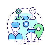 Execution multi color concept icon. Implementation of approved voyage route. Stage of passage planning. Round shape line illustration. Abstract idea. Graphic design. Easy to use in booklet vector
