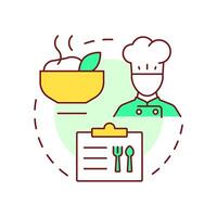 Hot lunches multi color concept icon. Culinary, cook. Food menu. Meal service, plan. Round shape line illustration. Abstract idea. Graphic design. Easy to use in article, infographic vector