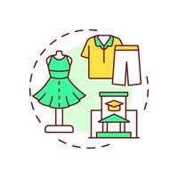 School apparel multi color concept icon. Dress code, uniform. University fashion, clothes. Round shape line illustration. Abstract idea. Graphic design. Easy to use in article, infographic vector