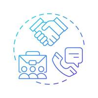 Offer acceptance rate blue gradient concept icon. Optimizing recruitment resources. Hiring metric analytics. Round shape line illustration. Abstract idea. Graphic design. Easy to use blog post vector