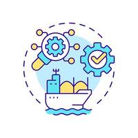 Bulk carrier management multi color concept icon. Transport unpackaged dry cargo. Vessel type regulation solution. Round shape line illustration. Abstract idea. Graphic design. Easy to use in booklet vector