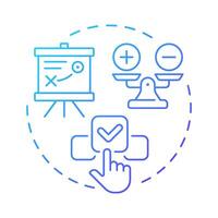 Scenario planning blue gradient concept icon. Developing possible future events. Workforce forecasting method. Round shape line illustration. Abstract idea. Graphic design. Easy to use blog post vector