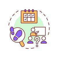 Attendance tracking multi color concept icon. Class schedule. Recording, monitoring. Round shape line illustration. Abstract idea. Graphic design. Easy to use in article, infographic vector