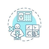 Theft and burglary soft blue concept icon. Physical security threat and risk. Illegal removal of property. Round shape line illustration. Abstract idea. Graphic design. Easy to use in booklet vector