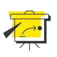 Strategy offset shadow line icon. Business planning, marketing. Workflow map. Corporate, company. Bold outline symbol with solid orange fill. Modern flat illustration. Editable stroke vector