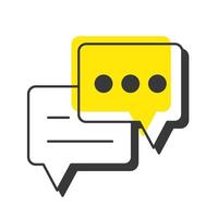 Chat bubbles offset shadow line icon. Social communication, conversation. Dialogue, talk. Discussion, chatting. Bold outline symbol with solid orange fill. Modern flat illustration. Editable stroke vector