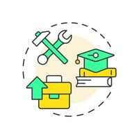 Learning opportunities multi color concept icon. Personal growth, skill development. Round shape line illustration. Abstract idea. Graphic design. Easy to use in infographic, brochure vector