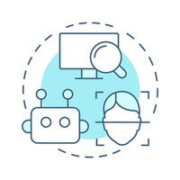 Analyze events soft blue concept icon. Physical security ecosystem. Evaluating data from detection systems. Round shape line illustration. Abstract idea. Graphic design. Easy to use in booklet vector