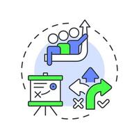 Prepare business plan multi color concept icon. Corporate strategy. Market analysis, products. Round shape line illustration. Abstract idea. Graphic design. Easy to use in infographic, brochure vector