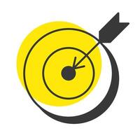 Target offset shadow line icon. Business goal, milestone. Game, success. Achievement, objective. Bold outline symbol with solid orange fill. Modern flat illustration. Editable stroke vector