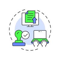Submit an application multi color concept icon. Human resources. Documentation management. Round shape line illustration. Abstract idea. Graphic design. Easy to use in infographic, brochure vector