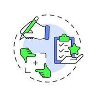 Prepare for interviews multi color concept icon. Business model. Communication, recruitment. Round shape line illustration. Abstract idea. Graphic design. Easy to use in infographic, brochure vector