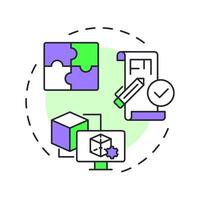 Build multi color concept icon. Product development, services. Blueprints, planning. Round shape line illustration. Abstract idea. Graphic design. Easy to use in infographic, brochure vector