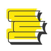 Books offset shadow line icon. Studying documentation, education. Knowledge learning, graduation. Bold outline symbol with solid orange fill. Modern flat illustration. Editable stroke vector