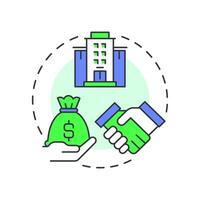 Business incubator multi color concept icon. Partnership, agreement. Investment strategy. Round shape line illustration. Abstract idea. Graphic design. Easy to use in infographic, brochure vector