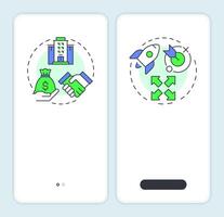 Business growth organizations onboarding mobile app screen. Walkthrough 2 steps editable graphic instructions with linear concepts. UI, UX, GUI vector